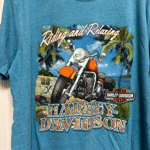HARLEY DAVIDSON Men's Short Sleeve HARLEY-DAVIDSON Aruba T-Shirt Blue XL